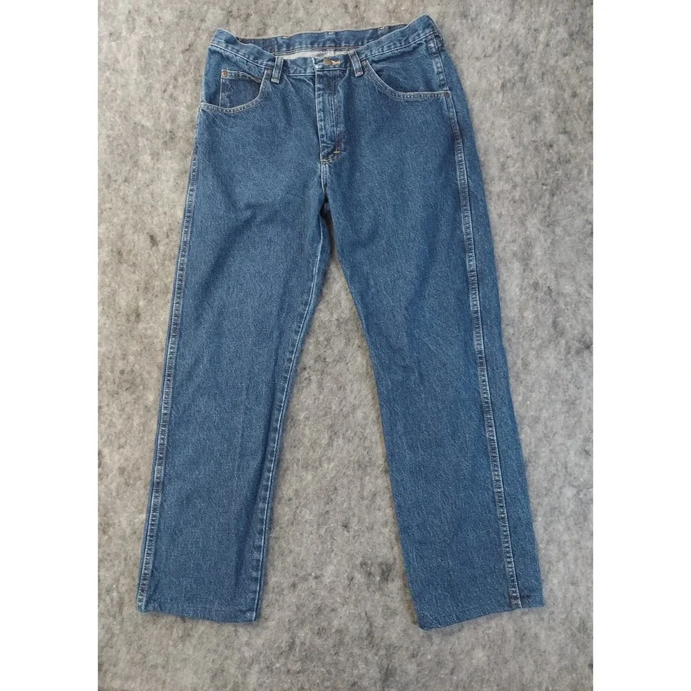 Wrangler Jeans‎ Mens 32x30 Blue Dark Wash Western Cotton Work Denim READ